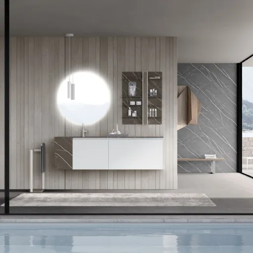 Mobile da Bagno sospeso M2 System 221 in laccato opaco e HPL di Baxar