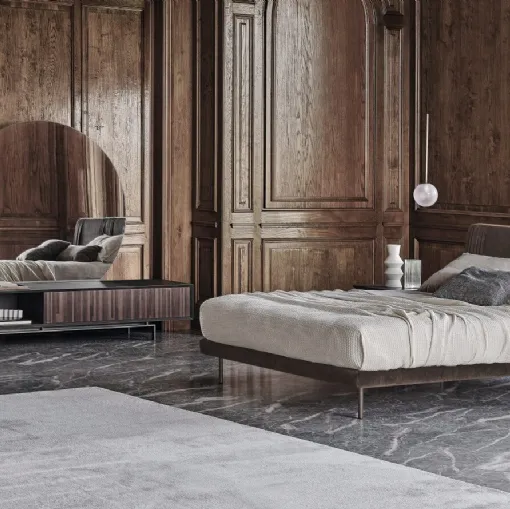 Letto in tessuto con testiera plissettata Chloè Luxury di Ditre Italia